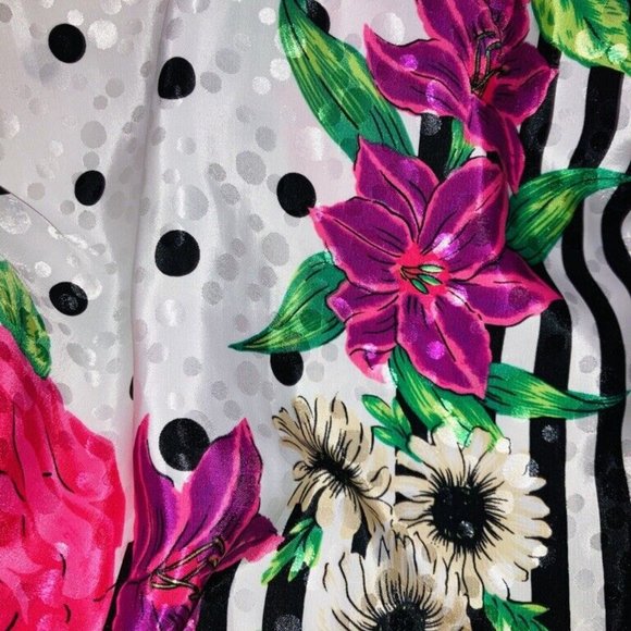 Vintage ANTHONY SICARI 2 pc SET BLOUSON TOP SKIRT 6 black white red pink NWT USA - Picture 2 of 7